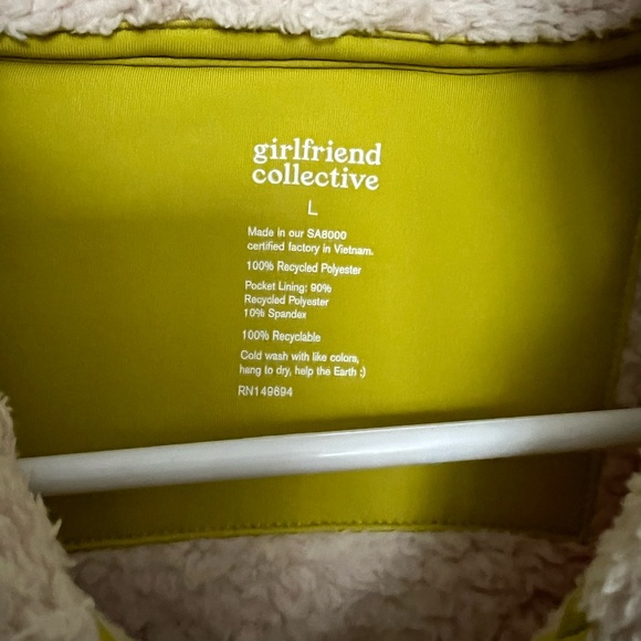 Girlfriend Collective Cream Recycled Half-Zip Fleece Size Large - Picture 4 of 4
